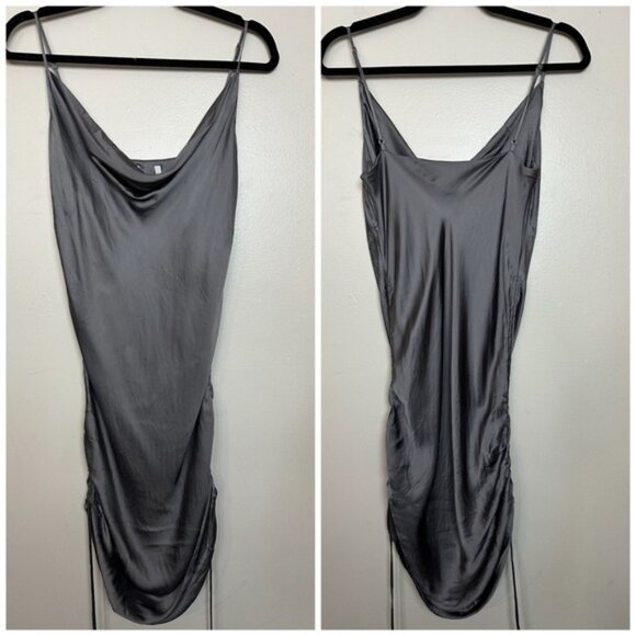 Aritzia Wilfred Only Ruched Satin Slip Dress with Adjustable Length - Picture 4 of 12